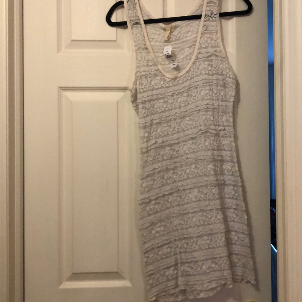 LF white lace slip dress